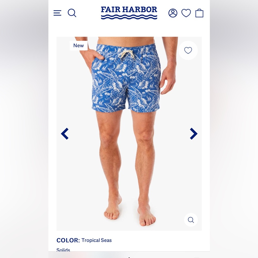 Fair Harbor Men's Blue Swim Shorts NWT